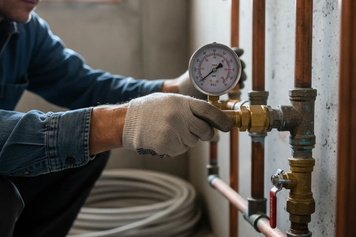 Pressure testing a repaired line during Water Line Repair in Pierson